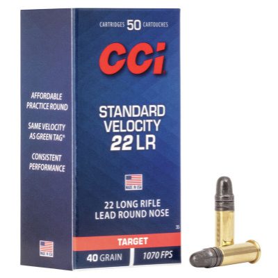 CCI Standard Velocity Ammunition 22 Long Rifle 40 Grain Lead Round Nose Box of 50
