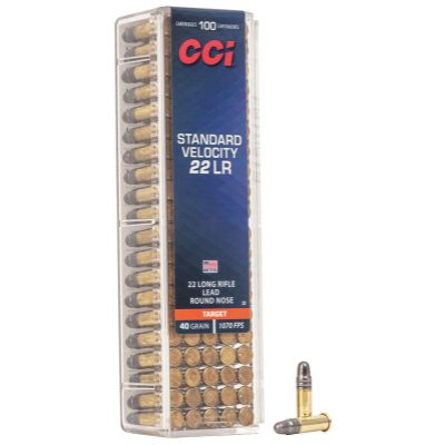 CCI Standard Velocity Ammunition 22 Long Rifle 40 Grain Lead Round Nose Box of 100
