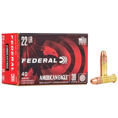 Federal American Eagle Ammunition 22 Long Rifle 38 Grain Plated Round Nose Box of 40