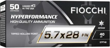 Fiocchi Hyperformance Defense 5.7x28mm 40 Grain THP Brass Cased Pistol Ammunition